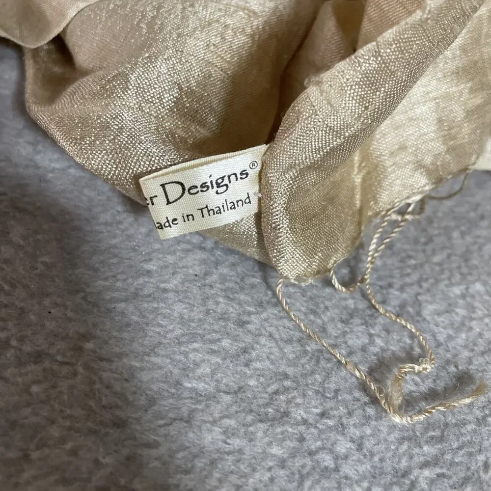 VTG Tiger Tiger Designs Beige Silk Scarf